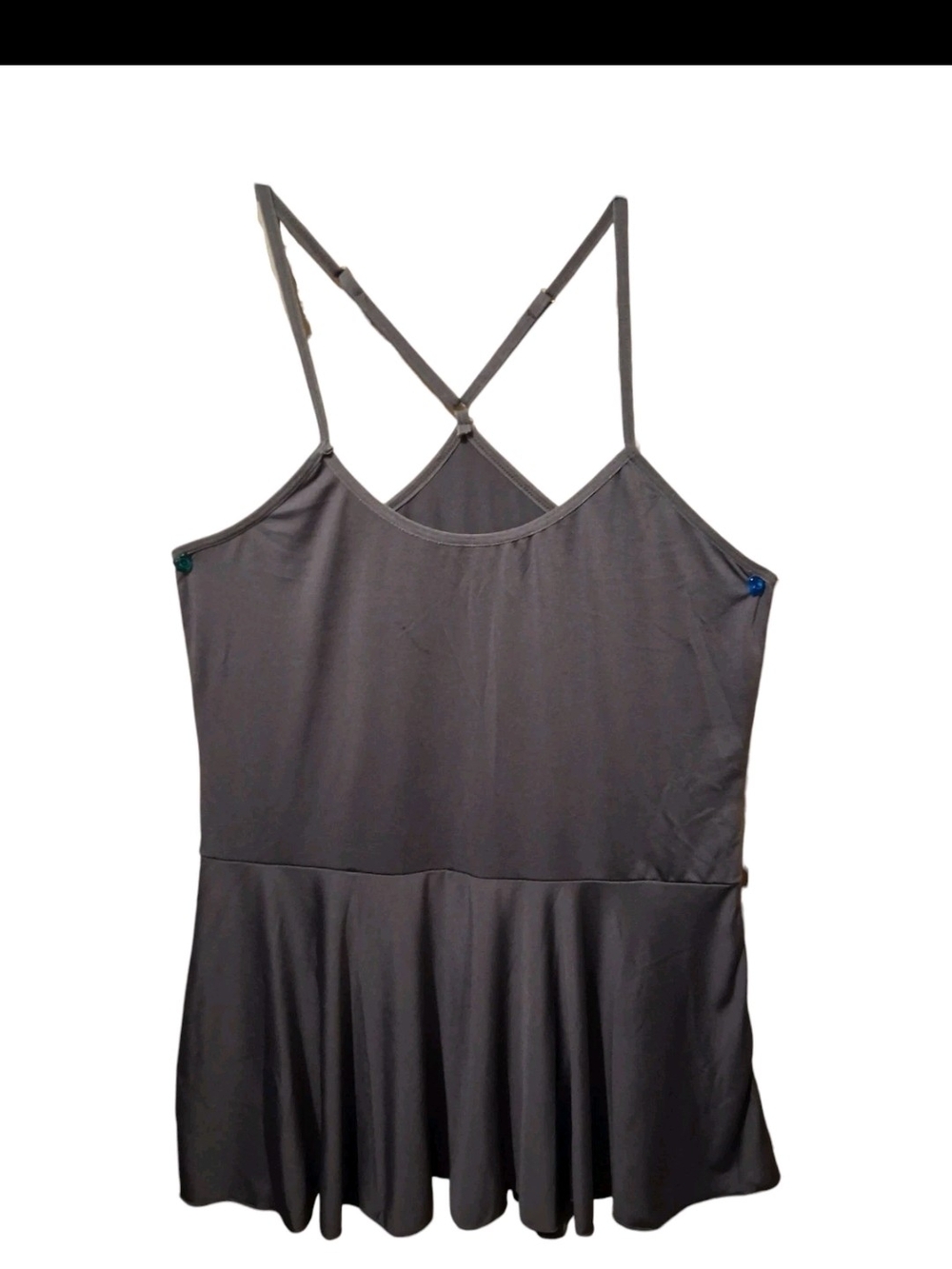 Grey Adjustable Strap Cami Skater Top Sz M Fit and Flare Babydoll